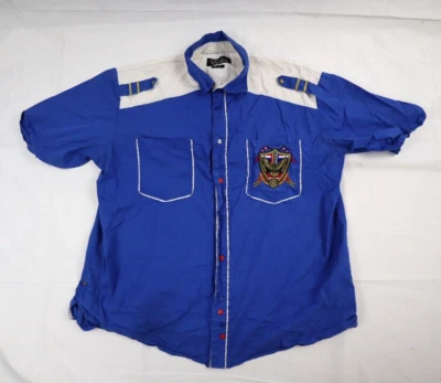 VTG Eight 732 Men's 4XL Slim Mile High Club Patch Button Up Short Sleeve Shirt - Image 1 of 4