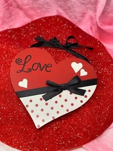  Letrero de San Valentín en forma de corazón 8 pulgadas decoración de pared colgante lunares amor  - Imagen 1 de 7