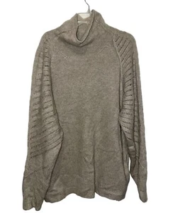 TSE Cashmere Cowl Neck Oatmeal Pullover Lightweight Knit Minimalist Sweater L - Picture 1 of 15