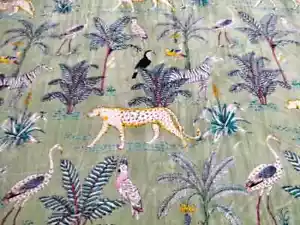 10 Yard Luxury Soft Velvet Jungle Print Fabric Indian Dress Sewing Upholstery - Picture 1 of 6