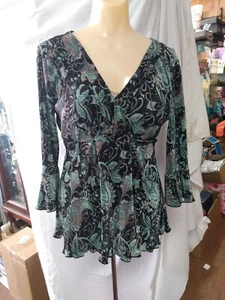 DRESSBARN S MINT GREEN AND BLACK FLORAL WOMENS - Bild 1 von 7