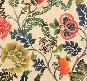 DESIGNERS GUILD Brocart Decorative Floral  Orange Linen Remnant New - Picture 1 of 1