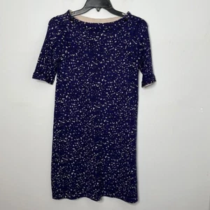 J.Crew Collection Wool Blue Floral Short Sleeve Sweater Dress - Picture 1 of 5