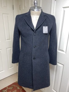 NEW Hickey Freeman Men’s Wool-Cashmere Black Charcoal Overcoat  Sz 40R - Picture 1 of 8