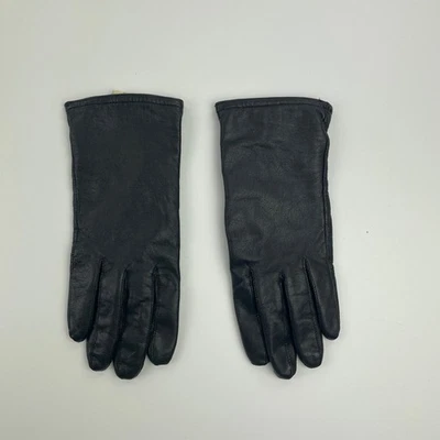 Guantes de cuero 7 1/2 negro para mujer forrado de poliéster elegante - Imagen 1 de 4