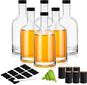 6Pack Glass Bottles with Cork 12oz Clear 375ml 12.7oz Bottle - Picture 1 of 7