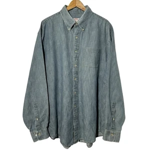 Camicia Brooks Brothers Chambray con bottoni blu tutto cotone manica lunga uomo XL - Foto 1 di 6