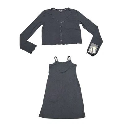 Conjunto de cárdigan con botones delanteros Art Class niños niñas talla mediana 8 negro Foto 1 de 4