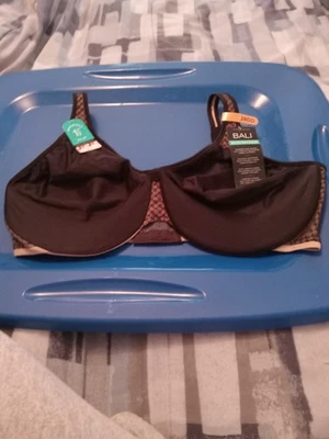 Sutiã Bali Minimizer Underwire preto e nude 38DD forro liso sedoso novo com etiquetas.  - Imagem 1 de 4