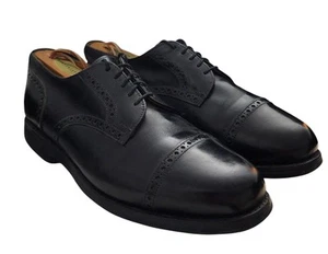 Vintage Allen Edmonds Benton Brogue Oxford - Size 7.5 EEE - Vibram Sole - Black - Picture 1 of 13