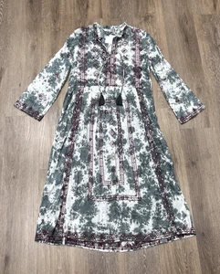 Zara Dress Womens Small Tunic Kaftan Tie Dye Embroidered Midi Boho NEW - Picture 1 of 13