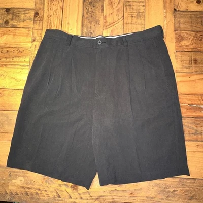 男式 Tommy Bahama (A9) 纯黑色丝绸褶饰休闲礼服短裤放松 36W — 第 1/4 张图片