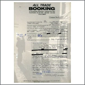Morrissey Signed 1984 Tour Contract Warwick University Mike Hinc Collection (UK) - Picture 1 of 1