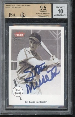 2002 GREATS OF THE GAME Signature Autograph Stan Musial BGS 9.5 10 AUTO POP 1 - Image 1 of 2