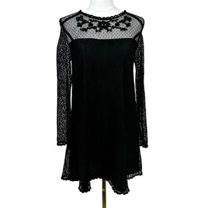 Esley ANTHRO small black lace sheer floral dress whimsygoth grunge y2k victorian - Picture 1 of 9