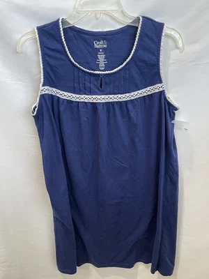 Croft & Barrow 女式无袖睡衣蓝色带白色边饰,尺寸 M — 第 1/4 张图片