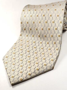 FARENTONO FERRE Vintage Handmade in ITALY 100% Silk Tie Men's Gold Gray NEW - Picture 1 of 5