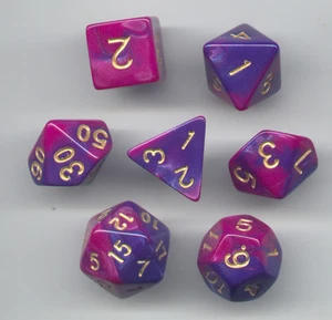 Stile NUOVO! Set di 7 dadi RPG - Meteorite blu-viola D4 D6 D8 D10 D12 D20 D00-90 - Foto 1 di 1