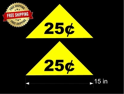 SODA VENDING MACHINE (2) LARGE YELLOW .25 PRICE DECALS / Ship for Free  - Image 1 of 4