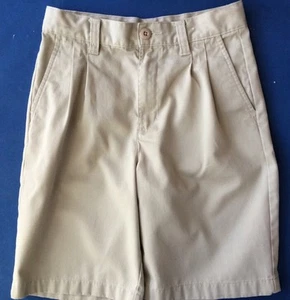 KIDS' SIZE 12 'BASIC EDITIONS' KHAKI/TAN PLEATED-FRONT SHORTS/UNIFORM? W/ ADJ WA - Picture 1 of 7