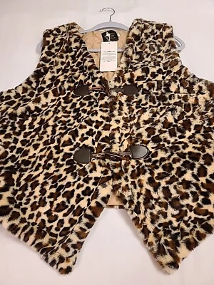 NUEVO CON ETIQUETAS AUKMLA Chaleco Para Mujer Suave Imitación Piel Estampado Animal; Leer Descripción; Talla XL  Foto 1 de 4