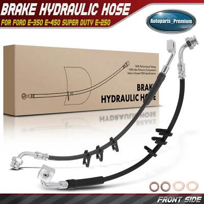 2x Front Left & Right Brake Hydraulic Hose for Ford E-350 E-450 Super Duty E-250 - Image 1 of 4