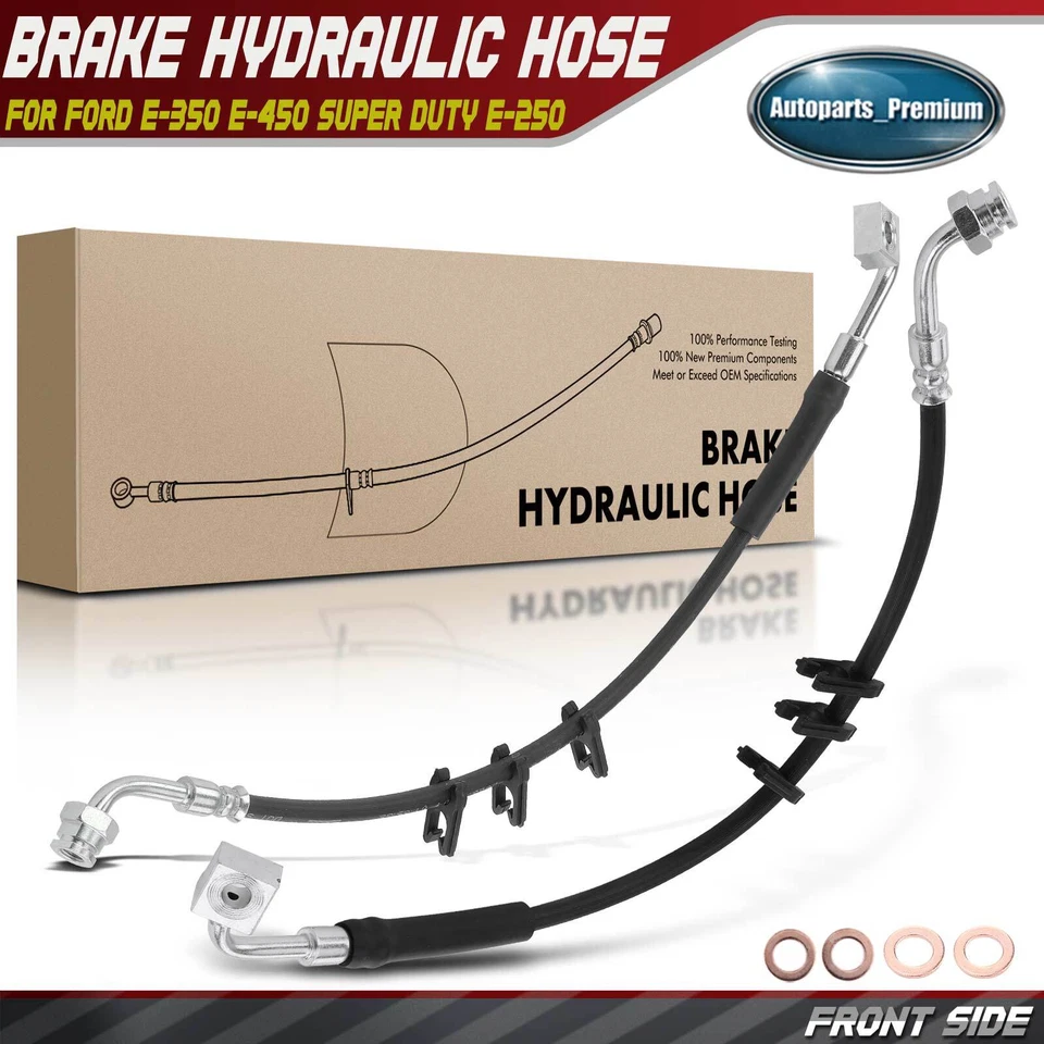 2x Front Left & Right Brake Hydraulic Hose for Ford E-350 E-450 Super Duty E-250 - Image 1 of 4