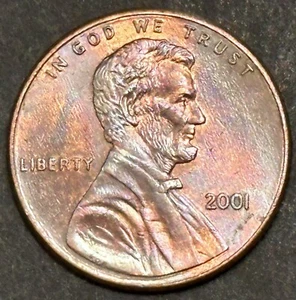 2001-P LINCOLN MEMORIAL CENT - BEAUTIFULLY TONED COIN - Picture 1 of 2