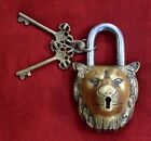 Lion Head Shape Gate Lock With Key Solid Brass Home Safety Door Decor Gift VR60