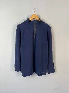 Valentino Jeans Vintage Men Blue Y2K Cotton 1/4 Zip Sweatshirt Italy Size L - Picture 1 of 13