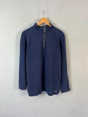 Valentino Jeans Vintage Hombres Azul Y2K Algodón 1/4 Cremallera Sudadera Italia Talla L Foto 1 de 4