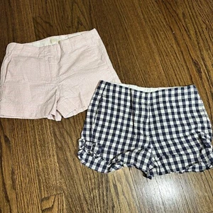 Crewcuts J.Crew Girls Blue Gingham & Pink Stripe Chino Shorts Size 7 (Set of 2) - Picture 1 of 7