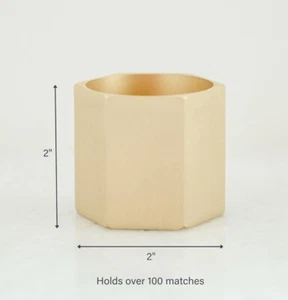 Brass Match Solid Holder and Striker Modern Hexagonal Decor Trending Gift Idea - Picture 1 of 8