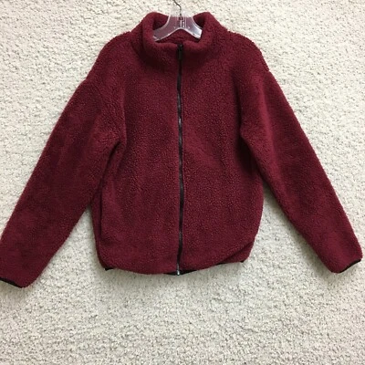 PINK Victorias Secret Jacket Medium Adult Red Full Zip Teddy Sherpa Fleece Women - Image 1 of 4