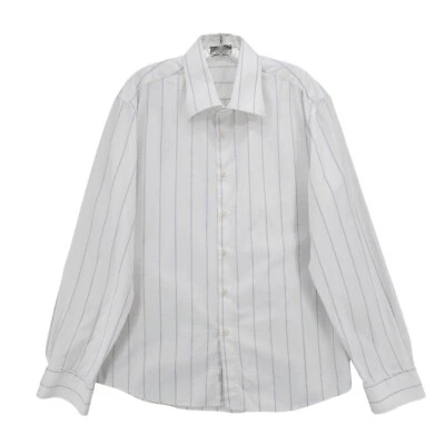 Camisa de Vestir MESSORI Etiqueta Negra Blanca Chevron Azul Rayas ITALIA Talla 18-45 Foto 1 de 4
