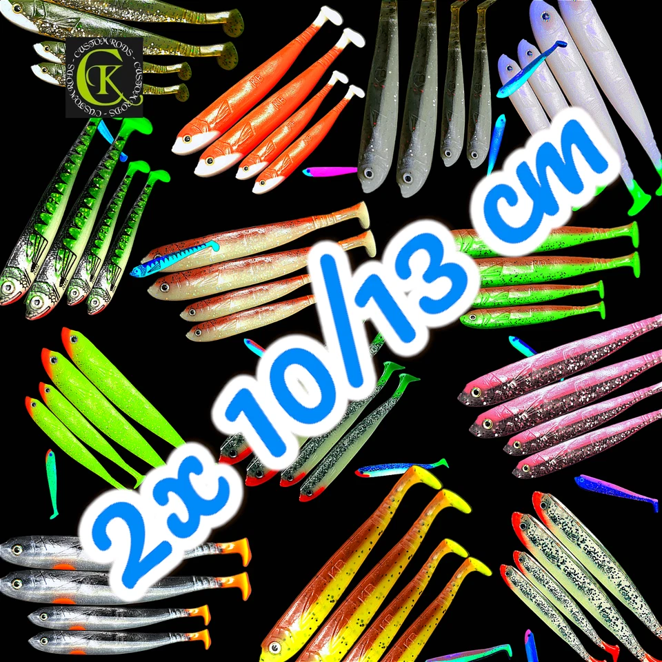 4x 13/10 cm UV Aktiv Gummifisch Stint Shad Kunstköder Kauli Uklei Zander Barsch - Bild 1 von 1