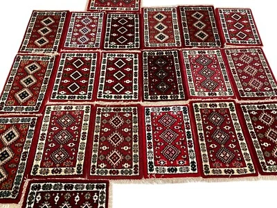 Fussmatten Brücke 40X60 CM Handgeknüpft Teppich 100% Wolle Rot  - Bild 1 von 4