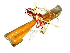 hand dipped BEESWAX gold  9" tapers 2 w/bows  (office 1)) - Picture 1 of 3