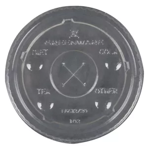 Fabri-Kal Greenware Straw-Slot Flat Round Cup Lid Clear, PLA | 1000/Case - Picture 1 of 2