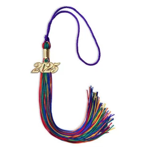 Borla arco iris graduación Endea con gota de fecha dorada - Imagen 1 de 21