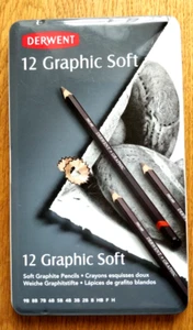 Derwent Graphic 12 Tin - Hard Graphite Pencils ( B - 9H ) NEW Never Used - Picture 1 of 3