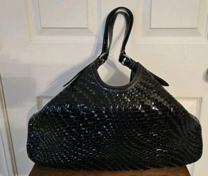 Cole Haan 💜 Handbag Genevieve Eggplant Purple Woven Leather Purse 💜GoRgEoUs! - Picture 1 of 18