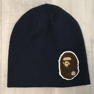 BAPE BIG APE HEAD beanie knit cap Navy A Bathing Ape - Picture 1 of 6