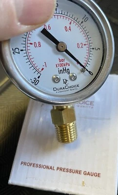 2" Vacuum Pressure Gauge - S.S. Case, 1/4" NPT, Ctr. Back Mnt. -30HG/0 - Image 1 of 4