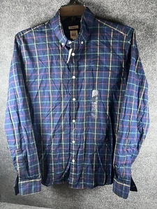 GAP Lightweight Long Sleeve Button Down Woven Blue Check Shirt Men's Large New - Picture 1 of 10
