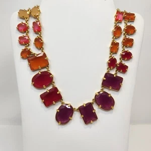 Kate Spade NY Coated Confetti Statement Necklace Gold Tone Purple Pink Orange - Picture 1 of 5