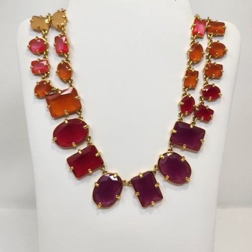 Collana dichiarazione confetti rivestita Kate Spade NY tono oro viola rosa arancione