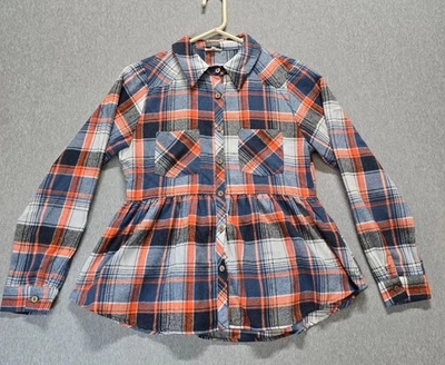 Camisa Jodifl Franela Mujer Pequeña Multicolor Cuadros Rayón Peplum Cintura Abotonada Foto 1 de 4