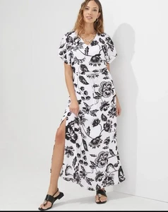 NWOT White House Black Market Tie Waist Maxi Dress size M Floral Short Sleeve - Picture 1 of 11