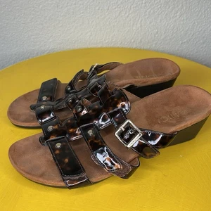 VIONIC Radia Tortoise Orthotic Womens Open Toe Slip On Wedge Sandals size 7 - Picture 1 of 14